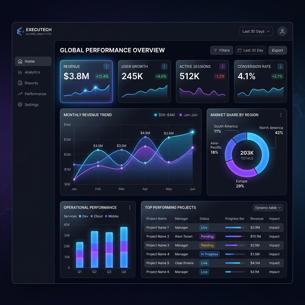 Exemplo de Dashboard Estratégico Datta Conect